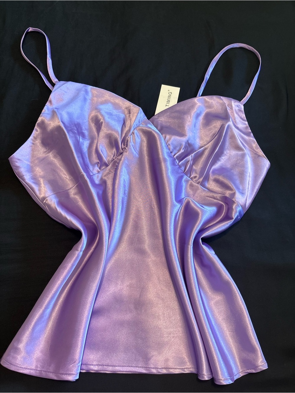 Timing Lavender Satin Slip Camisole with Spaghetti Straps